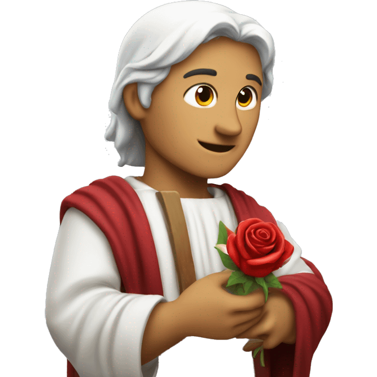 Dante Alighieri holding a rose in his hand emoji