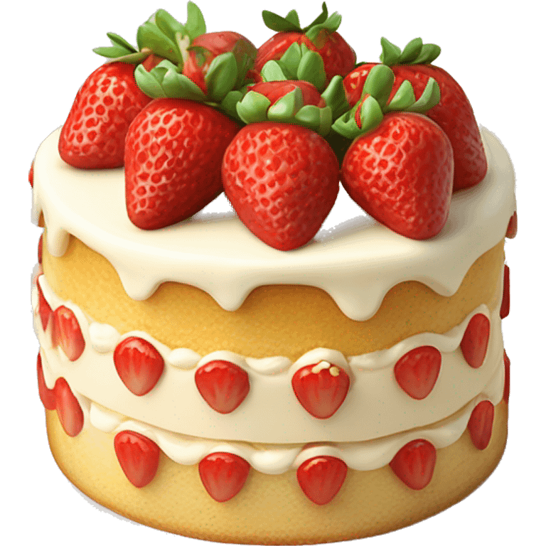 fraisier cake with vanilla cream on top and small strawberries to decorate the cake emoji