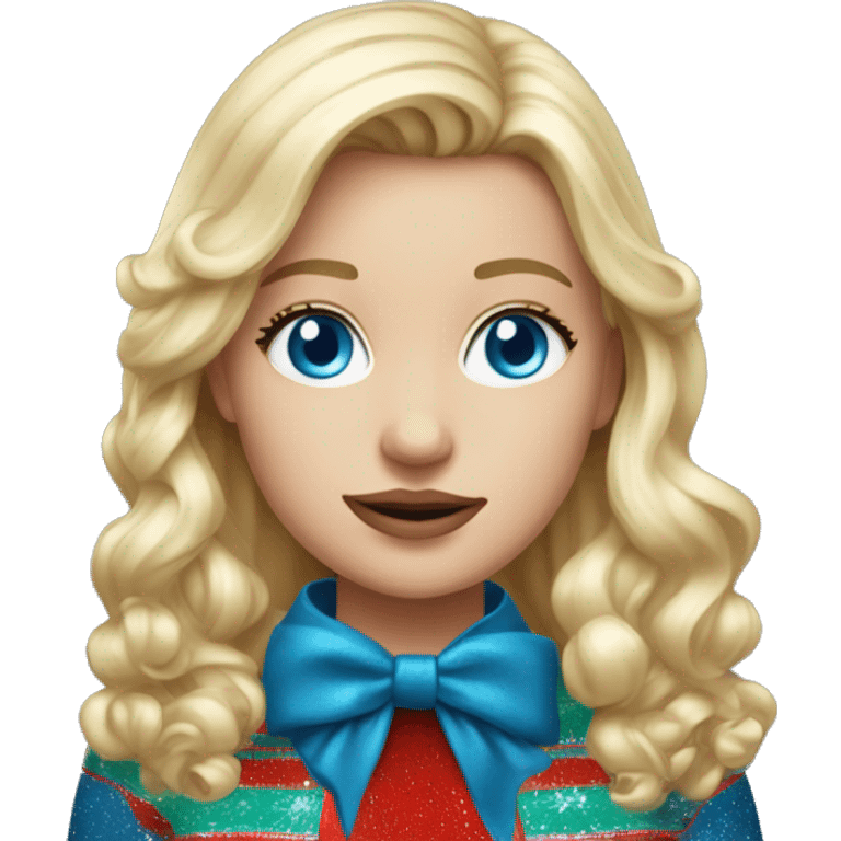 Blonde girl blue eyes wearing hyper realistic Christmas outfit  emoji