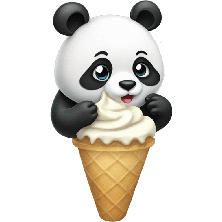 Panda eating ice cream emoji