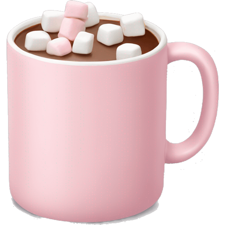 Light Pink mug of hot chocolate with marshmallows  emoji