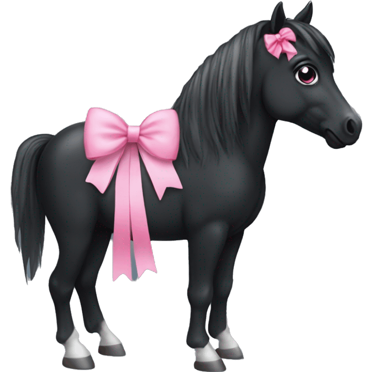 Black horse With a pink bow emoji