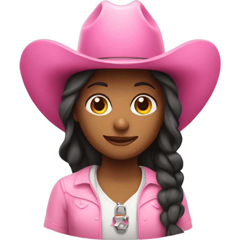 Girl wearing a pink cowboy hat emoji