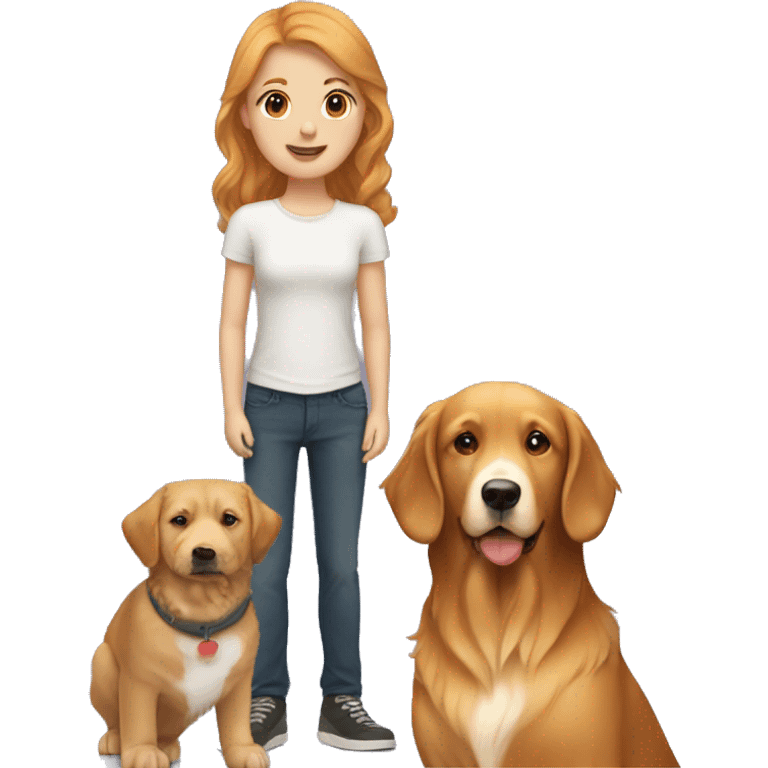 Strawberry blonde girl with a brown haired guy and a golden retriever  emoji