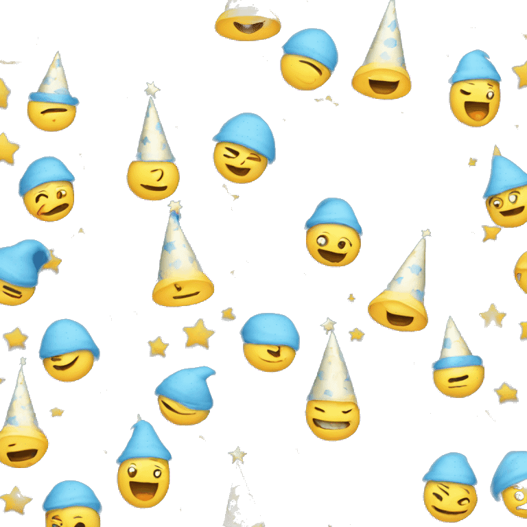 blue birthday hat with moon pattern emoji