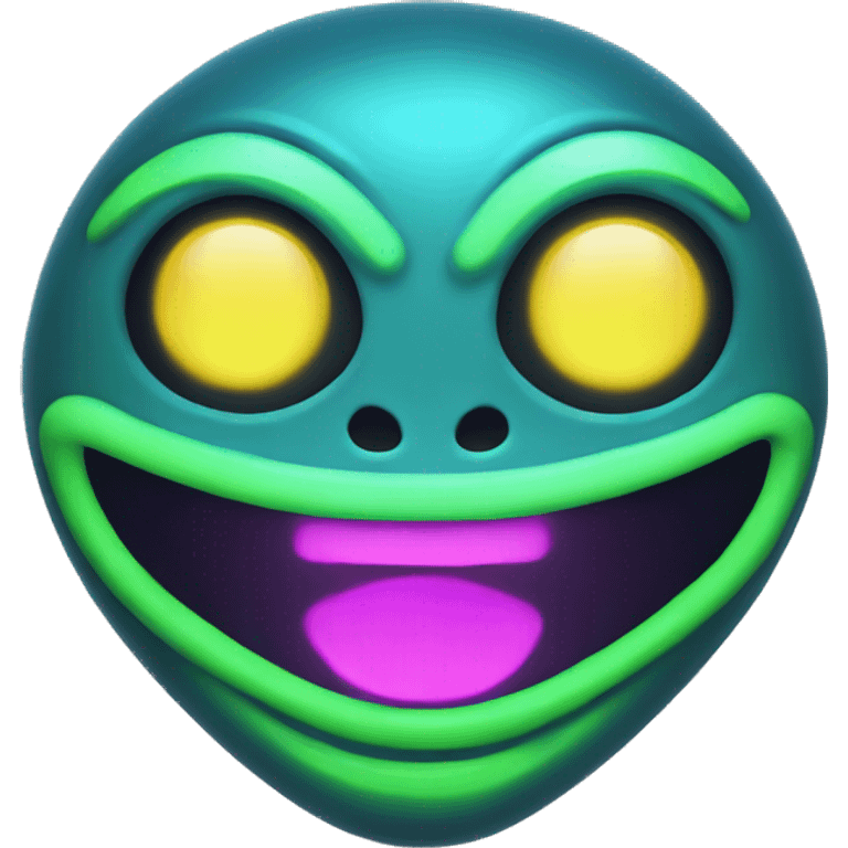 Happy neon alien emoji