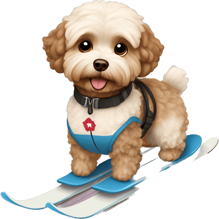 Brown Maltipoo skiing  emoji