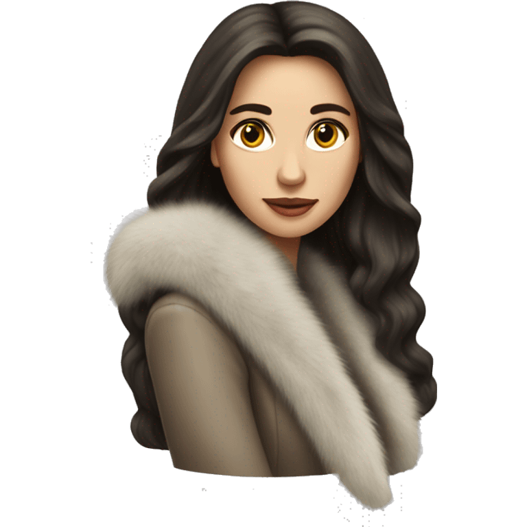 Beautiful long hair brunette mob wife with fur coat emoji