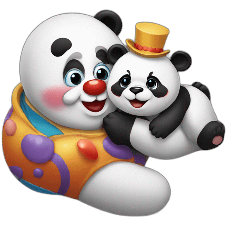 A clown playing with panda emoji