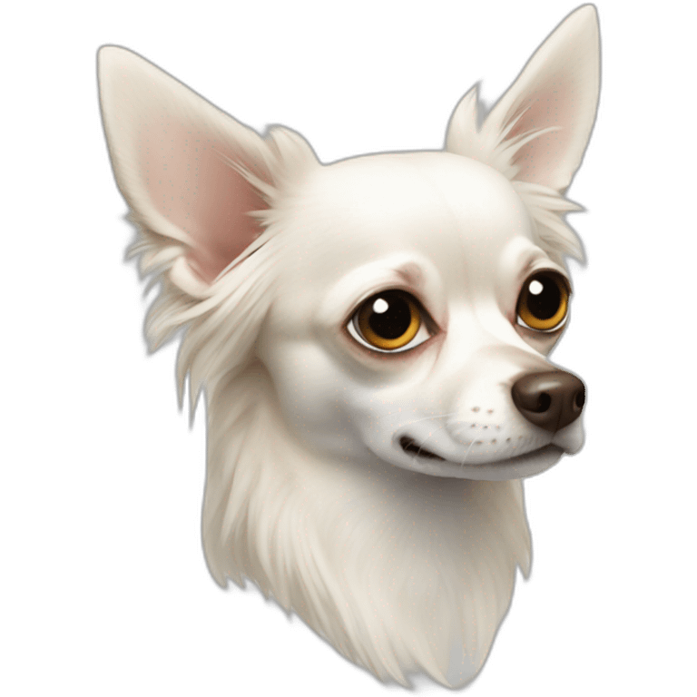 chihuahua longcoat white with dead eyes emoji