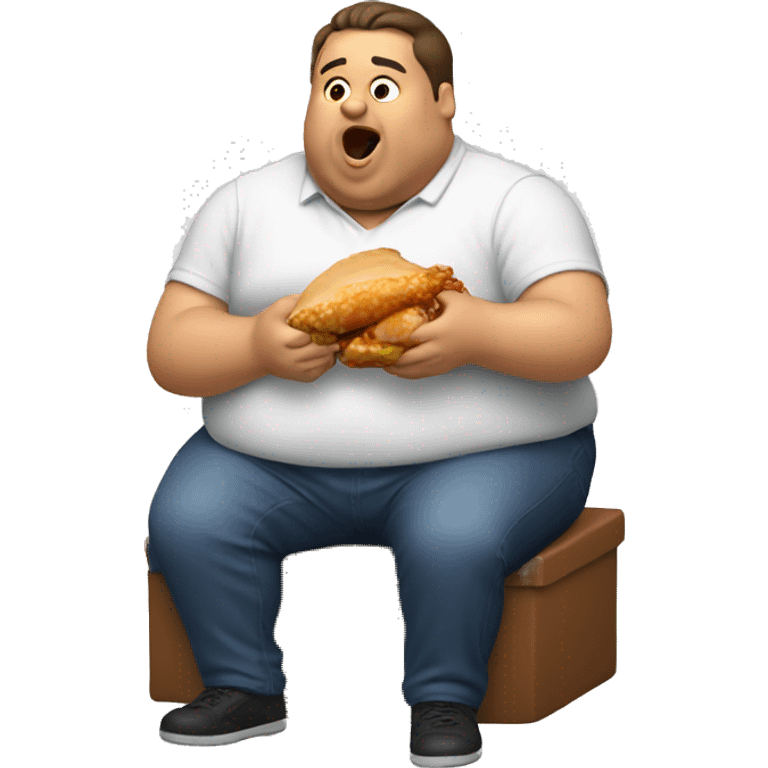 Fat man eating chicken drum emoji