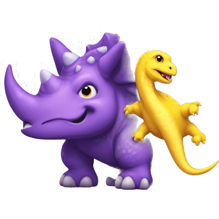 Purple triceratops with a yellow python best friend emoji