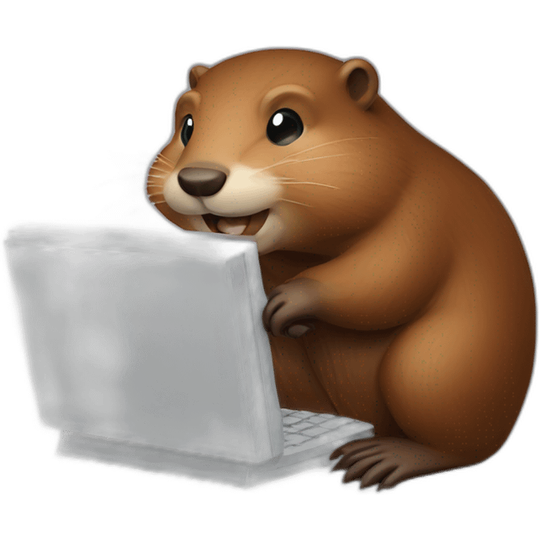 beaver using computer emoji