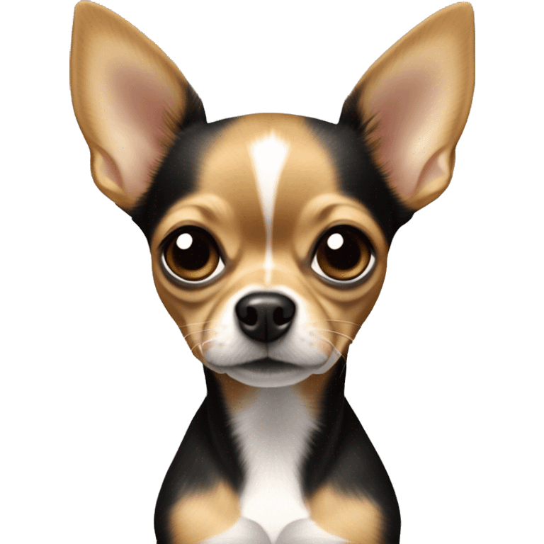 Perro Chihuahua con manchas cafés y mujer de pelo negro  emoji