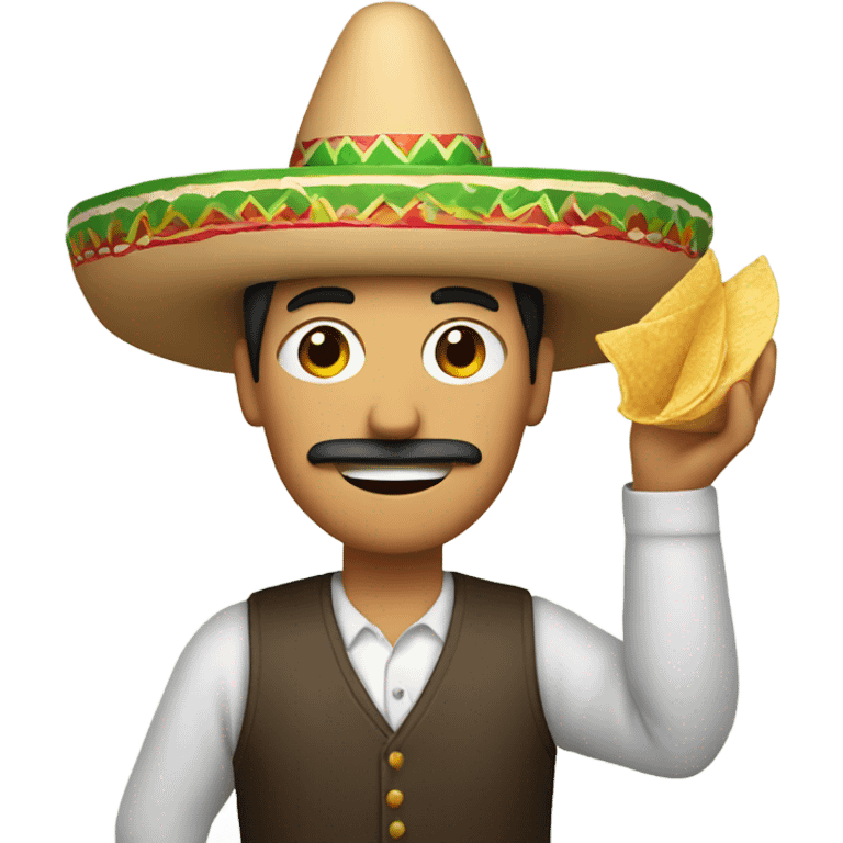 Man wearing Mexican hat and Mexican food emoji