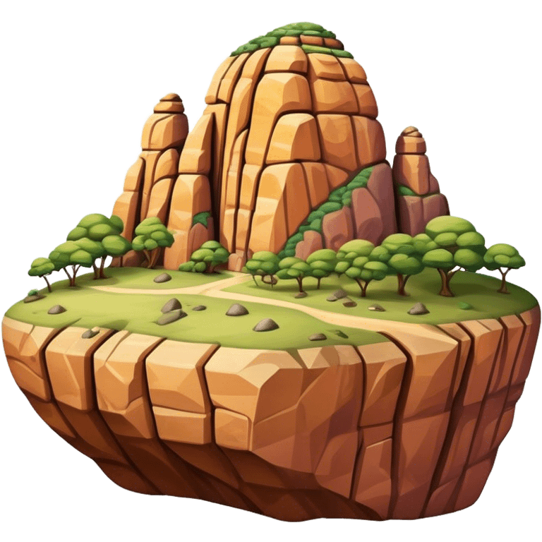 Cinematic Realistic Guatap√© Rock Landmark Emoji, showcasing a vividly colored rock formation with intricate patterns rendered with detailed textures and vibrant, scenic lighting. emoji