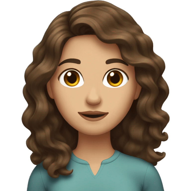 Brunette girl with brown hair with waves at the end of her hair emoji