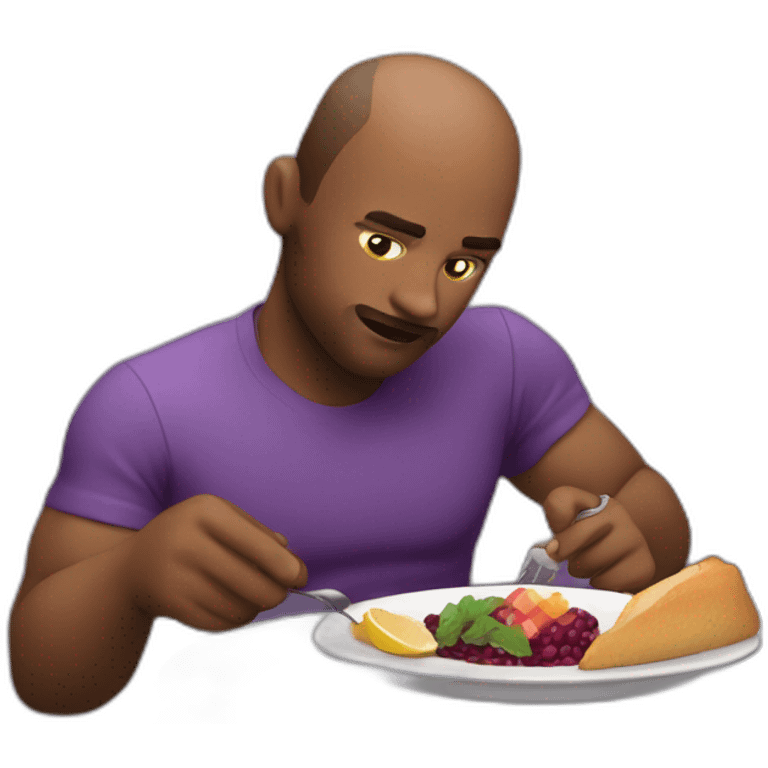 Persona comiendo una berenjena morada y alargada emoji