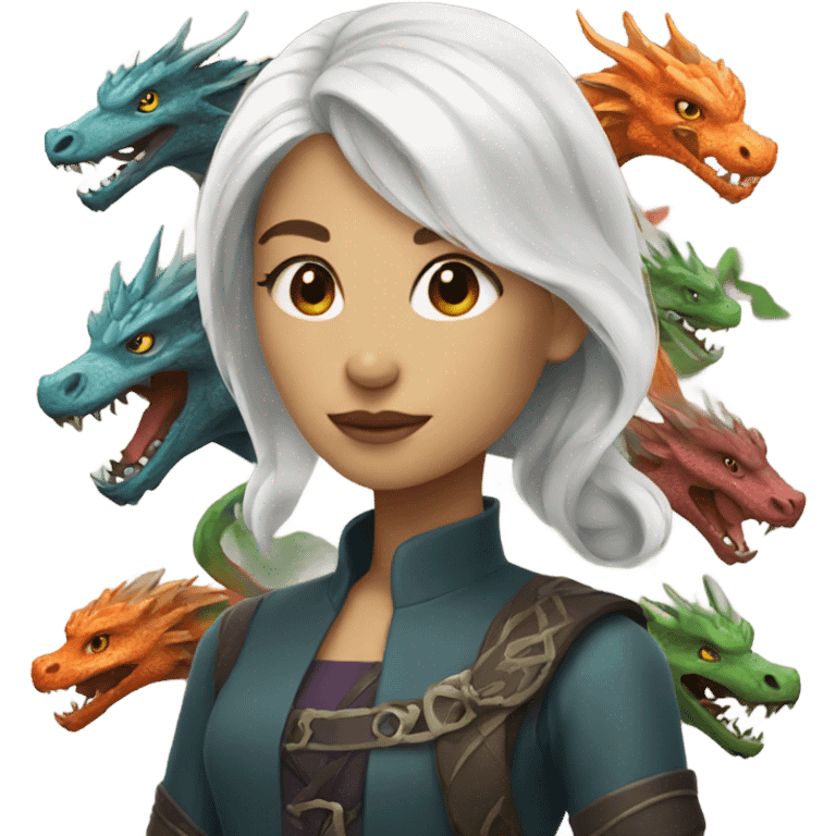 Whitehaired Girl with Dragons emoji