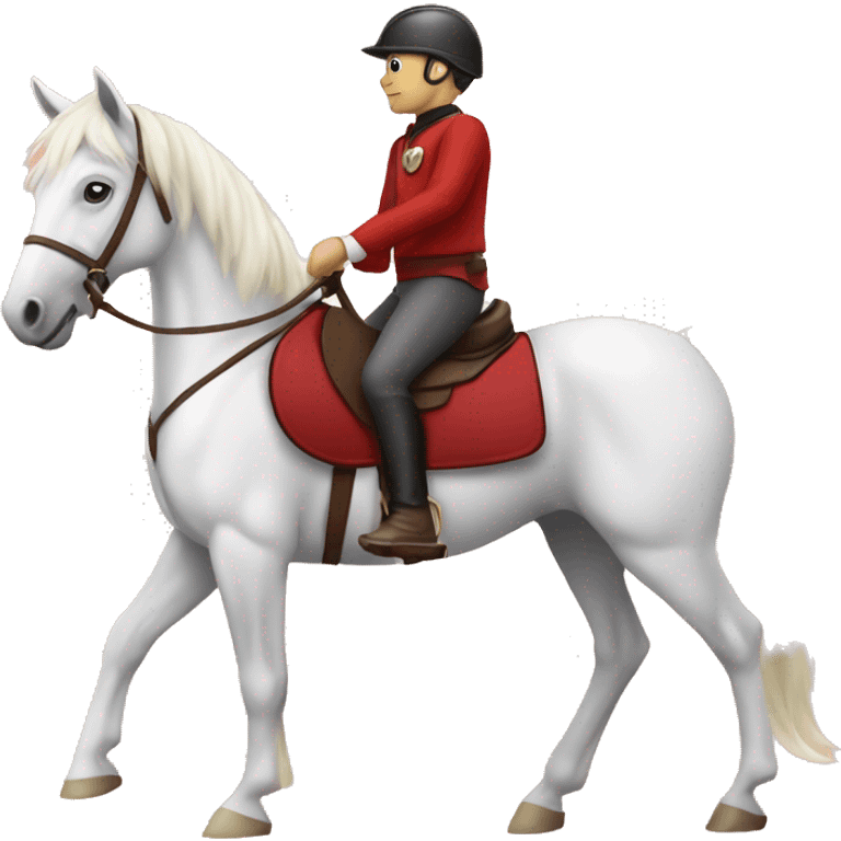 fleabitten whiter horse with rider and red sa emoji