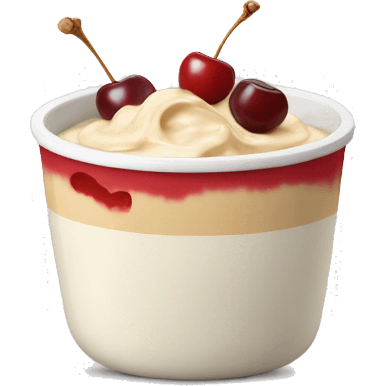 Bowl of curd with cherries and peanut butter emoji