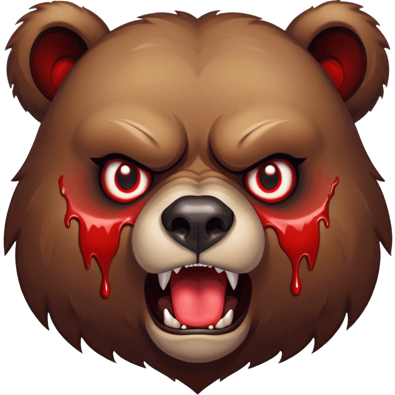 ANGRY looking bear with red eyes crying blood emoji