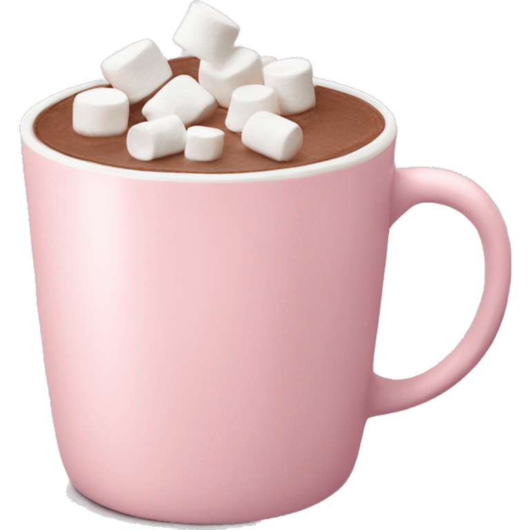 Light Pink mug of hot chocolate with marshmallows  emoji