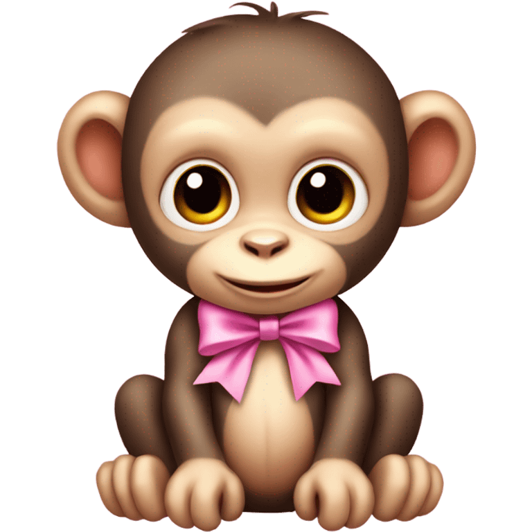 cute baby monkey with a pink bow by the ear emoji