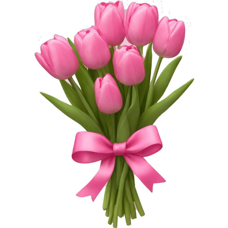 small pink tulip bouquet with bow emoji