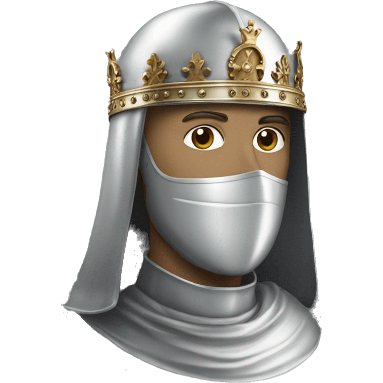 king baldwin IV in silver full face mask up emoji