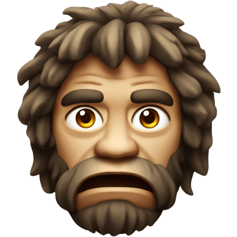 Exaggerated caveman face emoji in Apple style emoji