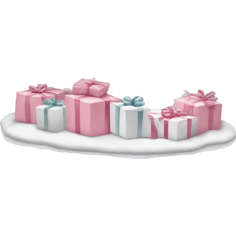 Light pink Christmas gifts under a white Christmas tree  emoji