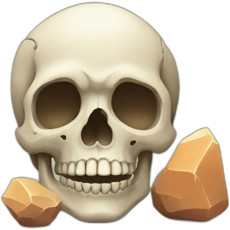 A skull plus a stone emoji