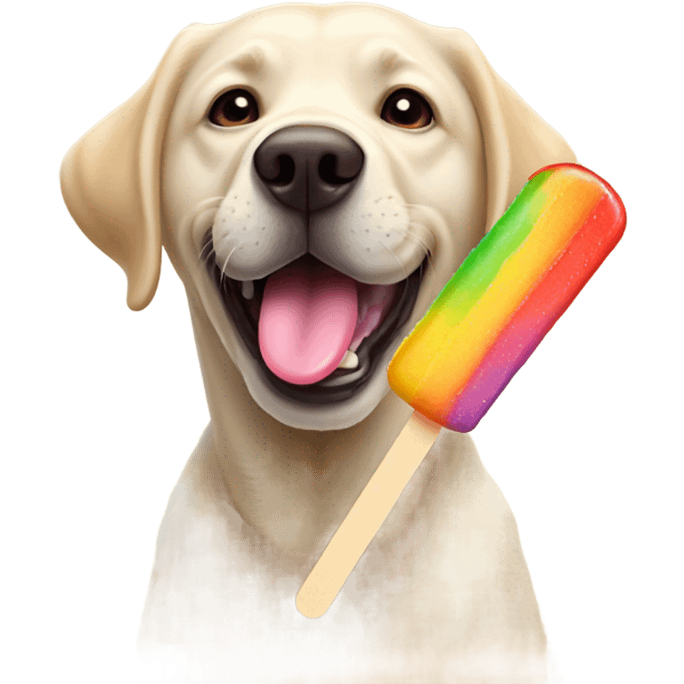 Labrador eating a popsicle emoji