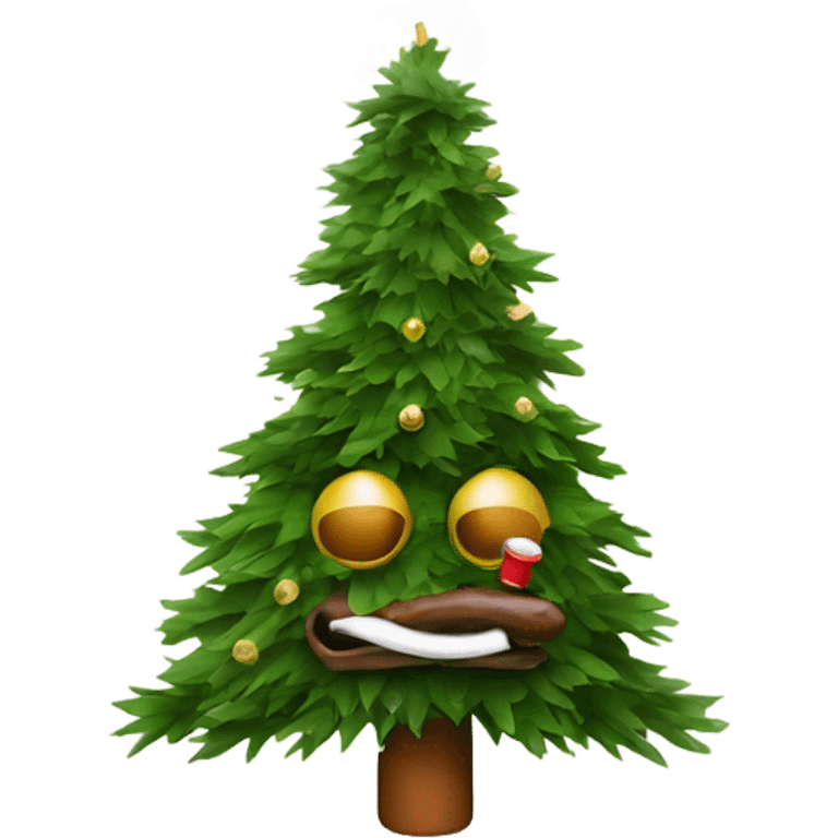 Christmas tree smoking a cigar emoji