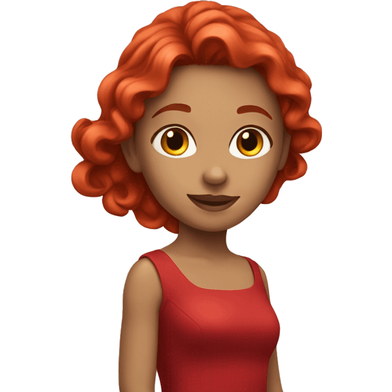 "A beautiful girl with red hair, wearing a red dress." emoji