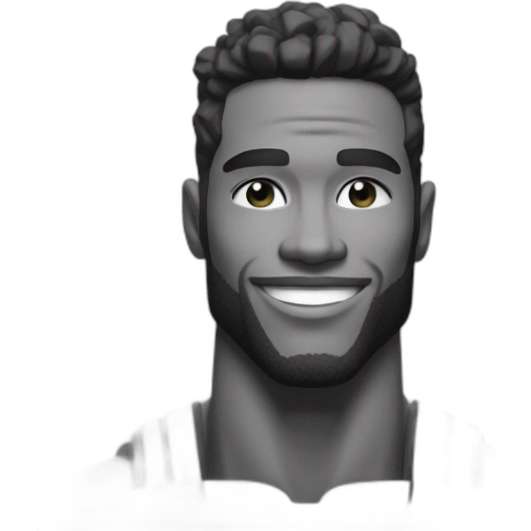 Giga Chad smiling black and white musculation meme a little from profile emoji