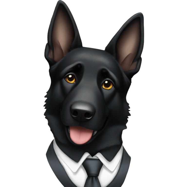 Black German shepherd in a suit and tie  emoji