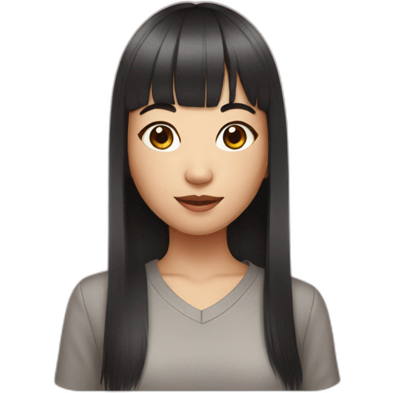 Asian girl with bangs with a mouse emoji