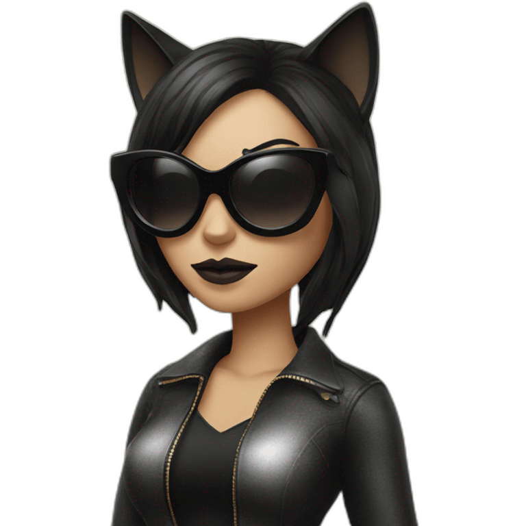 Cat woman with sunglasses & black hairs  emoji