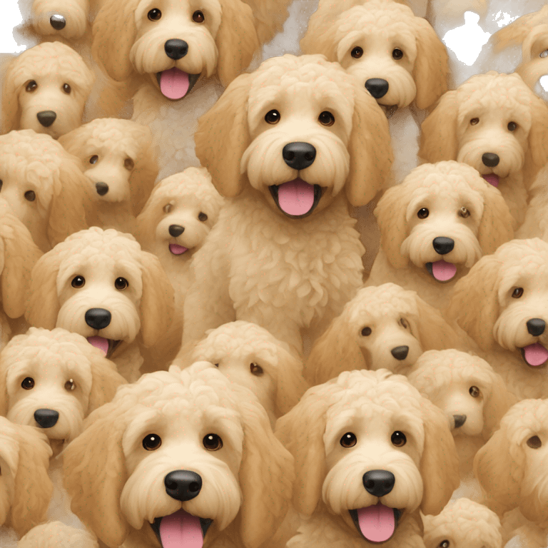 Tan and white golden doodle  emoji