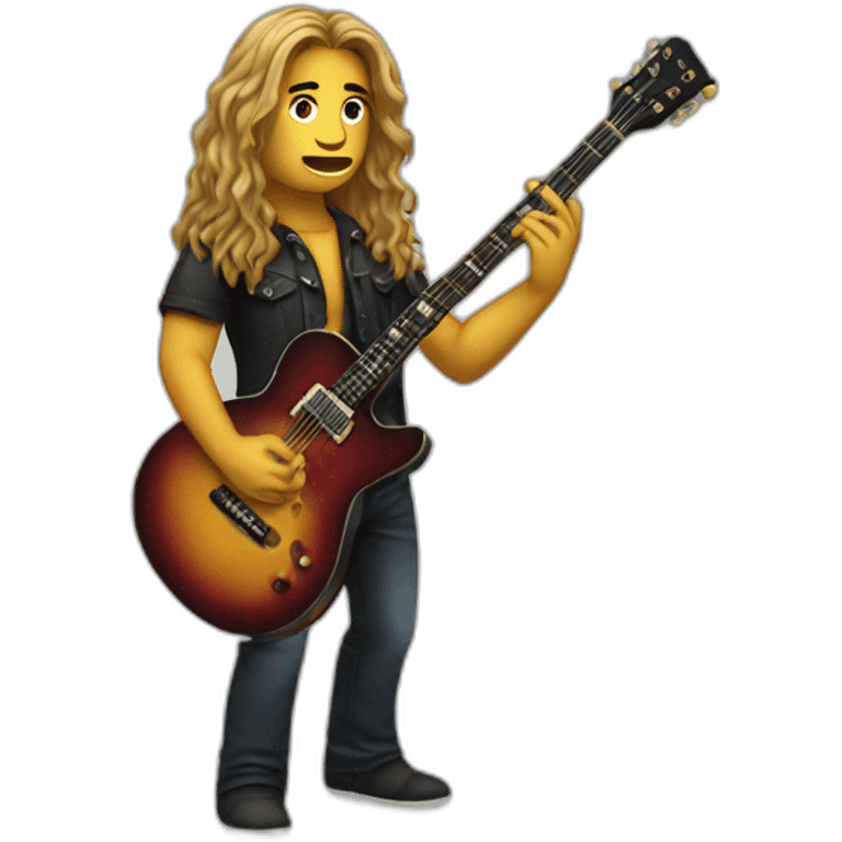 long haired male playing guitar torso + head emote emoji