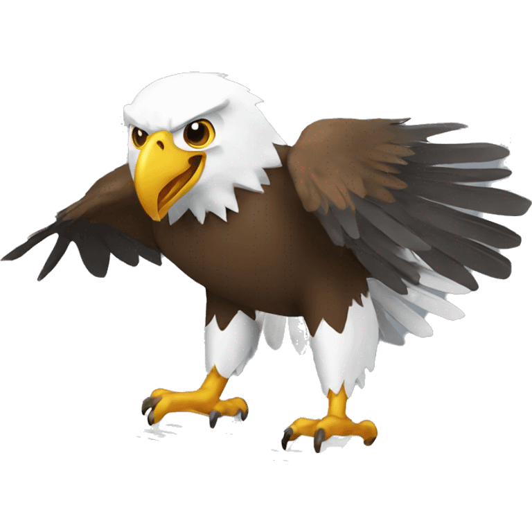 Flying Eagle with binocular looking at letter emoji