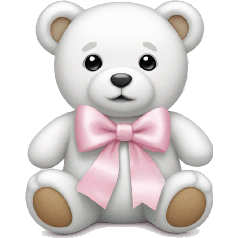 Baby white teddy bear with light pink bow emoji