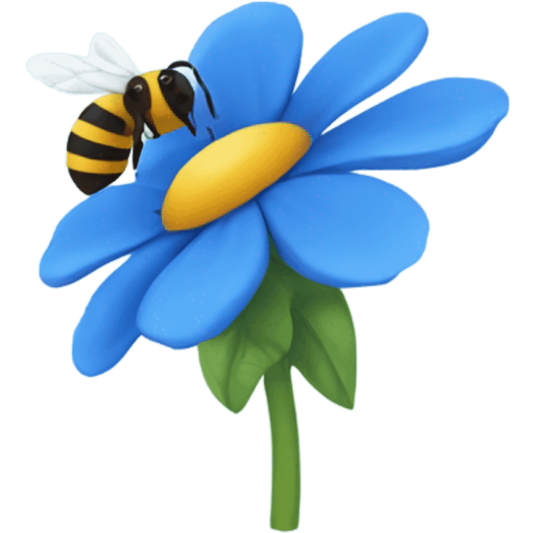 Blue flower with a bee emoji