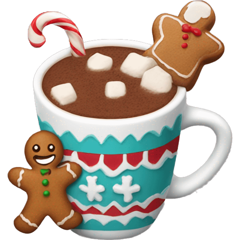 Holiday cocoa with a gingerbread man  emoji