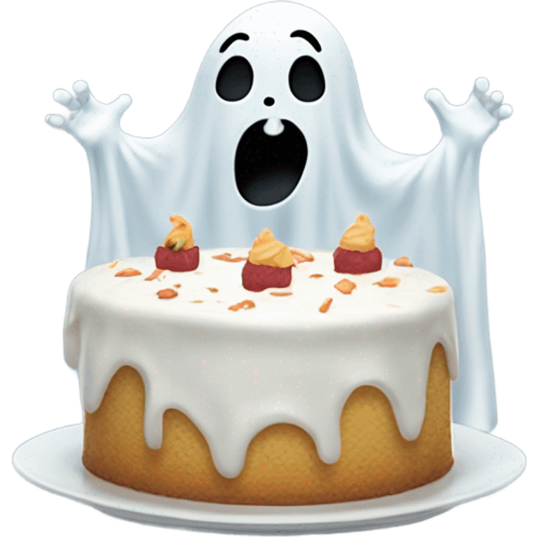 Ghost eating cake emoji