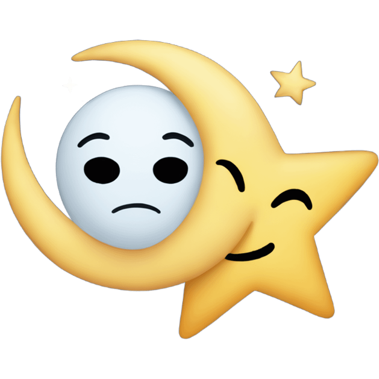 Moon hugging the star emoji