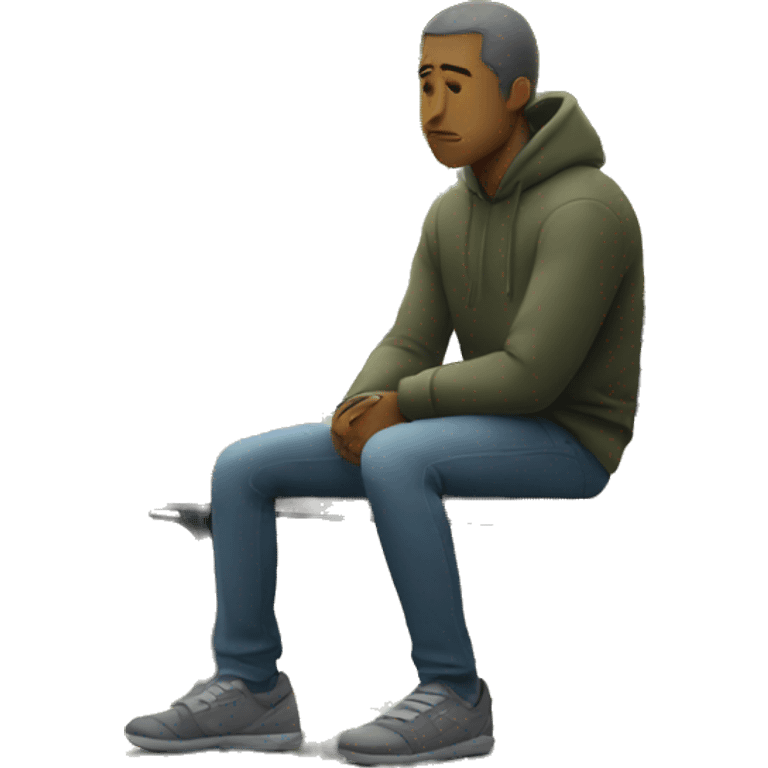 man sitting alone sad on bench emoji