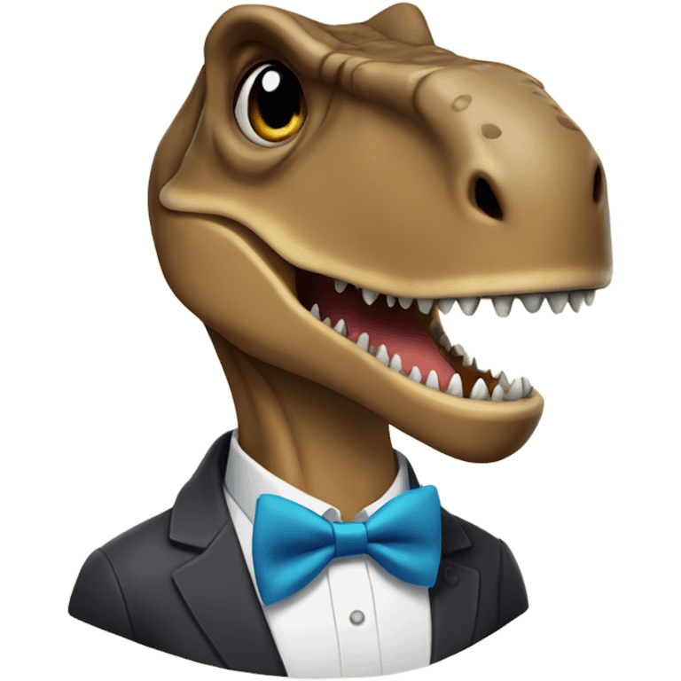 T-rex with bowtie smiling emoji